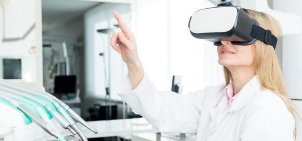 VR headset on doctor