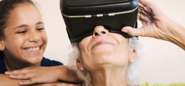 woman using a VR headset