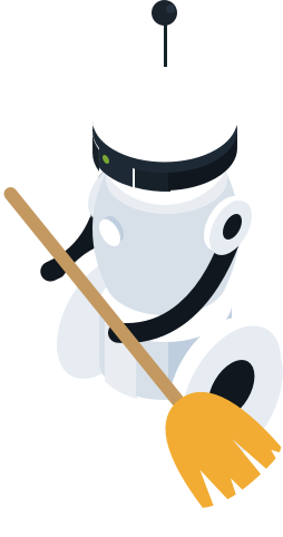robot illustration with broom