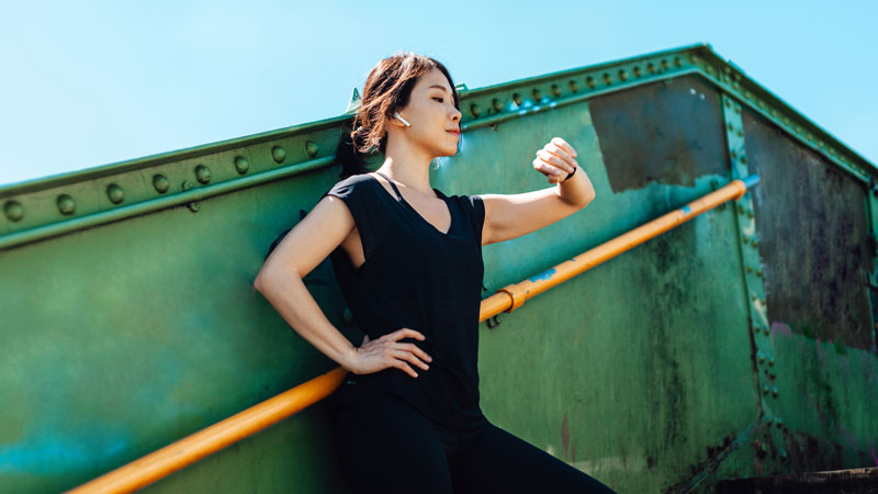 woman using a health tracker